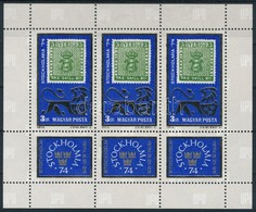 ** 1974 Stockholmia Kisív A A Dombornyomású Részek Ferde Vaknyomatával / Mi 2981 Minisheet With Diagonal Blind Print Of  - Altri & Non Classificati