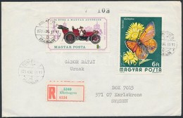 1975 Magyar Autóklub 1Ft, Jobbra Tolódott Autó és értékszám, Ajánlott Levélen Svédországba /  Mi 3034, Shifted Car And ' - Altri & Non Classificati