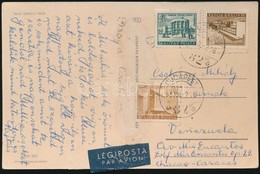 1958 Légi Képeslap 3,10Ft Bérmentesítéssel Venezuelába, Ritka Destináció / Airmail Postcard To Venezuela - Other & Unclassified