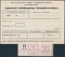 1986 Agárdi Számítógépes Felvev? Munkahely Bérmentesítési Jegy, Használatlan Hozzá Feladóvevény / Unused Registered Self - Other & Unclassified