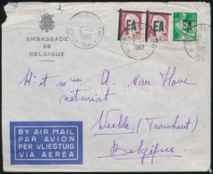 1962 Független Algéria, Légi Levél Belgiumba Felülnyomott Bélyegekkel / Airmail Cover To Belgium With Overprinted Stamps - Sonstige & Ohne Zuordnung