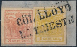 1850 1kr MP III. + 3kr MP III. 'COL LLOYD DA TRIESTE' (Ferchenbauer EUR 600,-) Certificate: Steiner - Andere & Zonder Classificatie