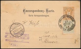 1885 Díjkiegészített Díjjegyes Levelez?lap Svájcba / PS-card With Additonal Franking To Switzerland - Sonstige & Ohne Zuordnung