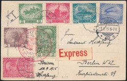 1915 Expressz Képeslap Hadisegély Bélyegekkel, Cenzúrázva Berlinbe / Express Postcard To Berlin 'BRIXEN' - Sonstige & Ohne Zuordnung