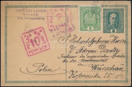 1917 Levelez?lap Varsóba, Portózva / Postcard To Warsaw, With Postage Due - Other & Unclassified