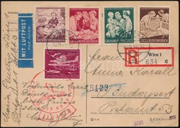1944 Ajánlott Légi Levelez?lap Német Bélyegekkel Bérmentesítve Magyarországra Küldve / Registered Airmail Postcard With  - Altri & Non Classificati