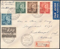 1949 100 éves A Belga Bélyeg Mi 841-845 Alkalmi Bélyegzéssel Ajánlott Légi Levélen / Registered Airmail Cover With Speci - Otros & Sin Clasificación