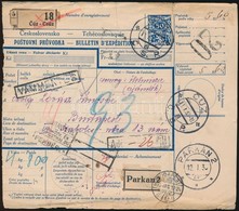 1933 Csomagszállító Levél / Parcel Card 'CSÚZ' - 'PÁRKÁNY' - 'BUDAPEST' - Other & Unclassified