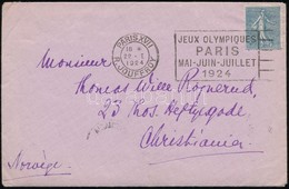 1924 Levél A Párizsi Olimpia Reklámbélyegz?vel Norvégiába / Olympic Games Advirtising Postmark On Cover To Norway - Andere & Zonder Classificatie