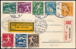 1928 Ajánlott Légi Képeslap Amszterdami Olimpia Sorral Svájcba / Registered Airmail Postcard With Olympic Games Set To S - Other & Unclassified