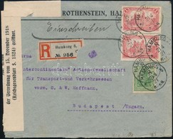 1921 Ajánlott Céglevél Perfin Bélyegekkel, Cenzúra Zárszalaggal Budapestre / Censored Registered Cover With Perfin Stamp - Altri & Non Classificati