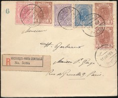 1908 Ajánlott Levél 5 Szín? Bérmentesítéssel Párizsba / Registered Cover With 5 Colour Franking To Paris - Sonstige & Ohne Zuordnung