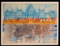 Gulyás Dénes (1927-2003): Parlament. Vegyes Technika, Farost, Jelzett, Keretben, 50×70 Cm - Sonstige & Ohne Zuordnung