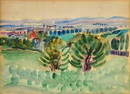 Halápy János (1893-1960): Kilátás A Domról. Akvarell, Papír, Jelzett, üvegezett Keretben, 25×35 Cm - Altri & Non Classificati