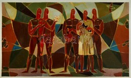 Kántor Lajos (1922-2013): Tudósok. Olaj, Farost, Jelzett, 46×78 Cm - Sonstige & Ohne Zuordnung