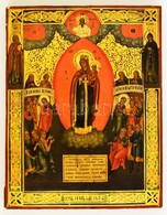 Cca 1900 'Minden Gyászoló öröme' (Vsekh Skorbyashchikh Radost'), Orosz Istenanya-ikon, Tojástempera, Fa, Restaurált, Kis - Other & Unclassified