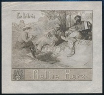 Altheim, Wilhelm (1871-1914): Ex Libris Nellie Herz, Klisé, Papír, Jelzett A Klisén, 10×11 Cm - Andere & Zonder Classificatie