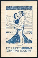 Ágoston Ern? (1889-1957): Ex Libris Soproni Kaszinó, Klisé, Papír, Jelzett A Klisén, Gy?rött, 14,5×9,5 Cm - Sonstige & Ohne Zuordnung