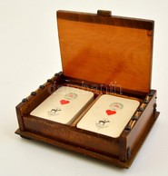 Cca 1930 Két Pakli Piatnik Römikártya, Nagyon Jó állapotban, Fa Ládában / Two Decks Of Cards In Wooden Box - Altri & Non Classificati