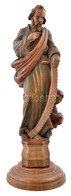 XIX. Sz.: Szent József Faragott Fa Szobor Talapzaton. / Saint Joseph Carved Wooden Statue 45 Cm - Altri & Non Classificati
