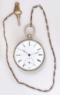 Ezüst Zsebóra, Ezüst óralánccal, Kulcsos Szerkezettel, Szép, M?köd? állapotban / Silver Pocket Watch - Altri & Non Classificati