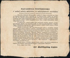 1848 Május 19. ,,Magyarország Ministerelnöke A' Szabad Székely Székekhez, és Székelyhatár?ri Ezredekhez.'
Pest, 1848. Ny - Unclassified