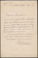 1923 Rákosi Jen? (1842-1929) író Saját Kézzel írt Levele Ágoston Ern? (1889-1957) Fest?, Grafikusnak - Unclassified