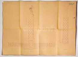 1944 A Kisfaludi Strobl Zsigmond Tervezte, Meg Nem Valósult Horthy István-emlékm? 1:50 Arányú építészeti Rajza, 60×83 Cm - Unclassified