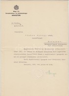 1941 Varga József Kereskedelem és Közlekedésügyi Miniszter Aláírása Kinevezésen - Altri & Non Classificati