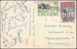 Cca 1958 A Magyar Labdarúgó Válogatott Tagjai által Aláírt Képeslap Montevideoból Grosics, Bozsik, Sipos, Mátrai, Solymá - Sonstige & Ohne Zuordnung