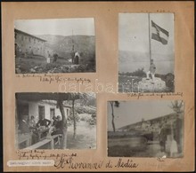 1916 San Giovanni Di Medua (Shëngjin), K. U. K. Katonai Különítmény Kaszárnyája Magyar Hadi Zászlóval, Papírlapra Ragasz - Sonstige & Ohne Zuordnung