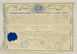 1871 Medgyaszay Jen? Magyar Szabadk?m?ves Részére Kiadott Szabadk?m?ves Oklevél A Párizsi Nagypáholy összes Magas Rangú  - Other & Unclassified