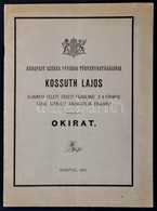 1894 Budapest Székesf?város Törvényhatóságának Kossuth Lajos Elhunyta Felett érzett Fájdalmát, S A F?város Körül Szerzet - Ohne Zuordnung