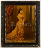Cca 1900 Erzsébet Királyné (Sisi, 1854-1898) Egész Alakos Portréja, Olajnyomat, Fa Keretben, 50x38 Cm - Unclassified