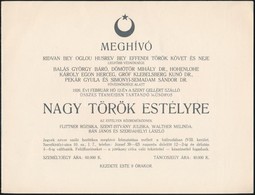 1926 Bp., Meghívó Nagy Török Estélyre, Borítékkal - Unclassified
