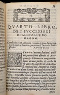 Mambrino Roseo Da Fabriano (1500-1580): Historia De' Successori Di Alessandro Magno. Et Della Disunione Del Suo Imperio, - Non Classificati
