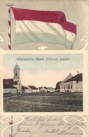 T2/T3 Békéscsaba, F? Tér 50 évvel Ezel?tt. Magyar Zászlós Montázs / Main Square 50 Years Ago. Hungarian Flag Art Nouveau - Non Classificati