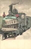 T2 1909 Békéscsaba, Vasútállomás. G?zmozdonyos Montázslap / Bahnhof / Railway Statiton. Locomotive Montage - Non Classificati