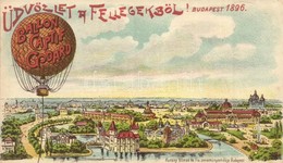 ** T2 1896 Budapest. 'Üdvözlet A Fellegekb?l' Eugéne Godard H?légballonja (Ballon Captif Godard); Kunosy Vilmos és Fia Z - Non Classificati