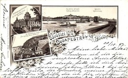 T2 1897 (Vorläufer!) Budapest, Királyi Vár és Várbazár, Lánchíd, Szent Margitsziget Fürd? épület, Szent Gellérthegy, Tab - Non Classificati
