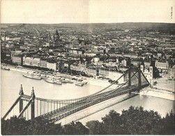 ** T1 Budapest, Erzsébet Híd építés Alatt Lebetonozás El?tt. Kinyitható Lap / Elisabeth Bridge In Construction Before Co - Non Classificati