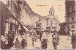 T2 1908 Arad, Atzél Péter Utca, Központi Divatáruház, Erd?s és óra-ékszer üzlet. W.L. 494. / Street View With Shops - Unclassified