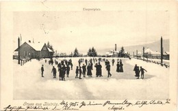 T2/T3 1905 Beszterce, Bistritz, Bistrita; Jégpálya Korcsolyázókkal Télen / Eissportplatz / Ice Skating Rink In Winter  ( - Non Classificati