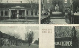T2 1917 Garabos, Grabácz, Grabat; Községháza, F? Utca, Római Katolikus Templom Bels? / Town Hall, Main Street, Church In - Unclassified