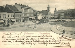 * T2/T3 1901 Kolozsvár, Cluj, Klausenburg; F? Tér Városi Vasút Mozdonyával, Gergely Ferenc és Reményik Victor üzlete, Eu - Unclassified