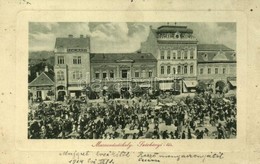 T2/T3 1914 Marosvásárhely, Targu Mures; Széchenyi Tér, Piac árusokkal, Salamon G.g?zmalmi Lisztraktára, Szalmásy Gyula,  - Unclassified