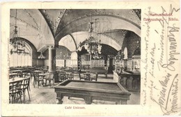 T2/T3 1906 Nagyszeben, Hermannstadt, Sibiu; Unicum Kávéház Biliárd Asztalokkal. Jos. Drotleff / Cafe Interior With Billi - Unclassified