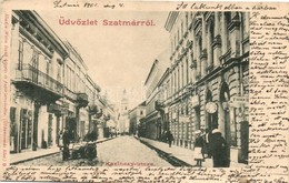T2/T3 1901 Szatmárnémeti, Szatmár, Satu Mare; Kazinczy Utca, Reszer János, Fischer H. és Kellner Mór üzlete  / Street Vi - Unclassified