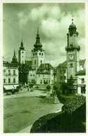 T2 1937 Besztercebánya, Banská Bystrica; Masaryk Tér, Templomok, Toronyóra, Gyógyszertár, Takarékpénztár, Dohánybolt, Sk - Non Classificati