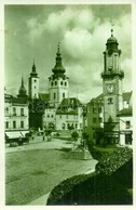 T2 1937 Besztercebánya, Banská Bystrica; Masaryk Tér, Templomok, Toronyóra, Gyógyszertár, Takarékpénztár, Dohánybolt, Sk - Unclassified